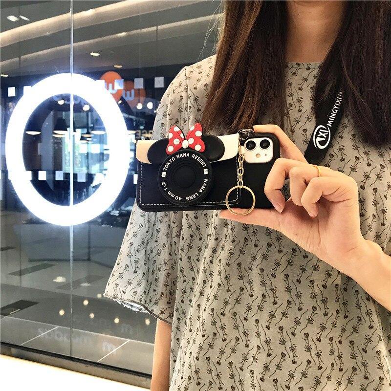 Cartoon 3D mouse leather Wallet Lanyard soft Phone cover - MY STORE LIVING