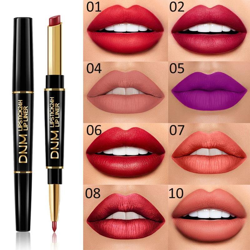 Matte Lipstick Wateproof Double Ended Long Lasting Lipstick Cosmetics Lips liner Pencil - MY STORE LIVING