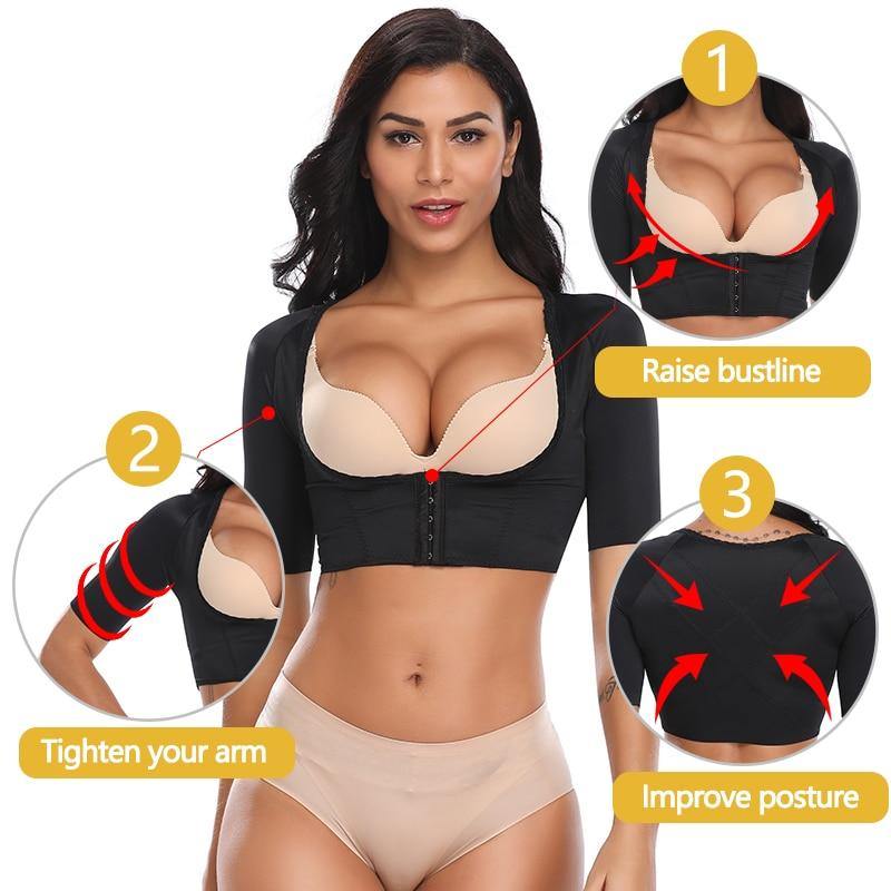 Upper Arm Shaper Post Surgical Slimmer Compression Sleeves Posture Corrector Shapewear Tops for Women - MY STORE LIVING
