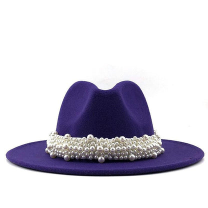 Casual Leather Pearl Ribbon Hat - MyStoreLiving