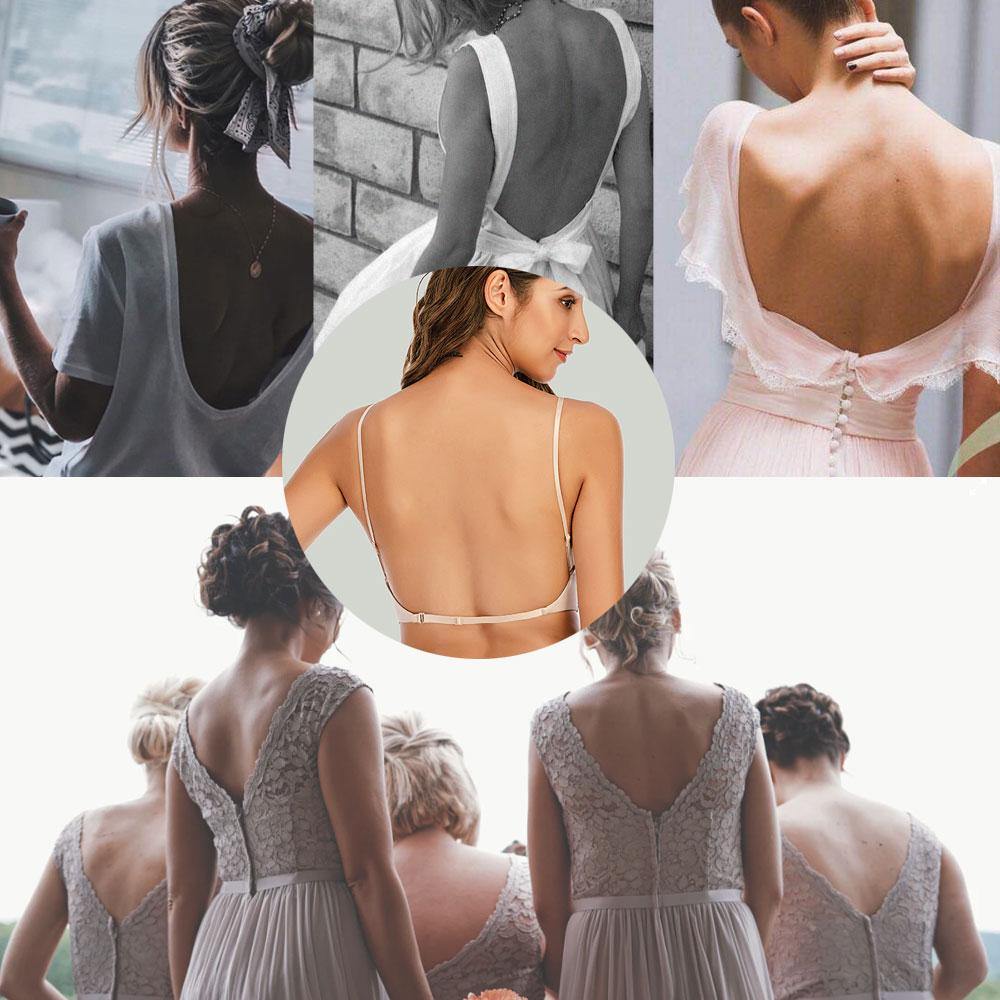 Sexy Backless Bra Lace Deep U Low Back Bralette Thin Cup Brassiere Halter Soft Seamless Elastic Underwear Tank Tops Encaje Mujer - MY STORE LIVING