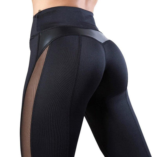 High Waist Sheer Mesh Tummy Control Butt Lift Leggings - MyStoreLiving