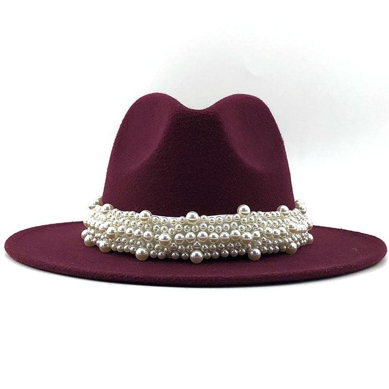 Casual Leather Pearl Ribbon Hat - MyStoreLiving