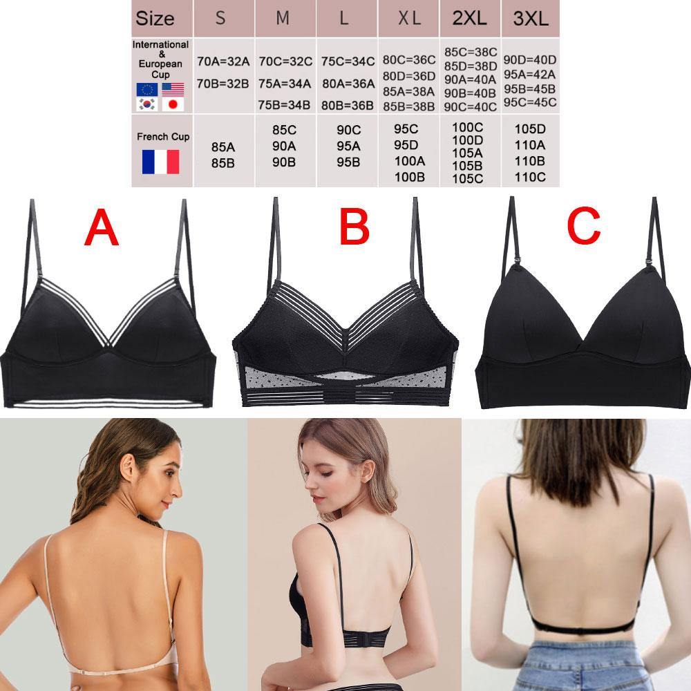 Sexy Backless Bra Lace Deep U Low Back Bralette Thin Cup Brassiere Halter Soft Seamless Elastic Underwear Tank Tops Encaje Mujer - MY STORE LIVING