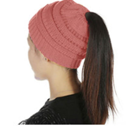 Horsetail hat Winter warm Branded Female cap hat For Women's foldable Knitted - MY STORE LIVING