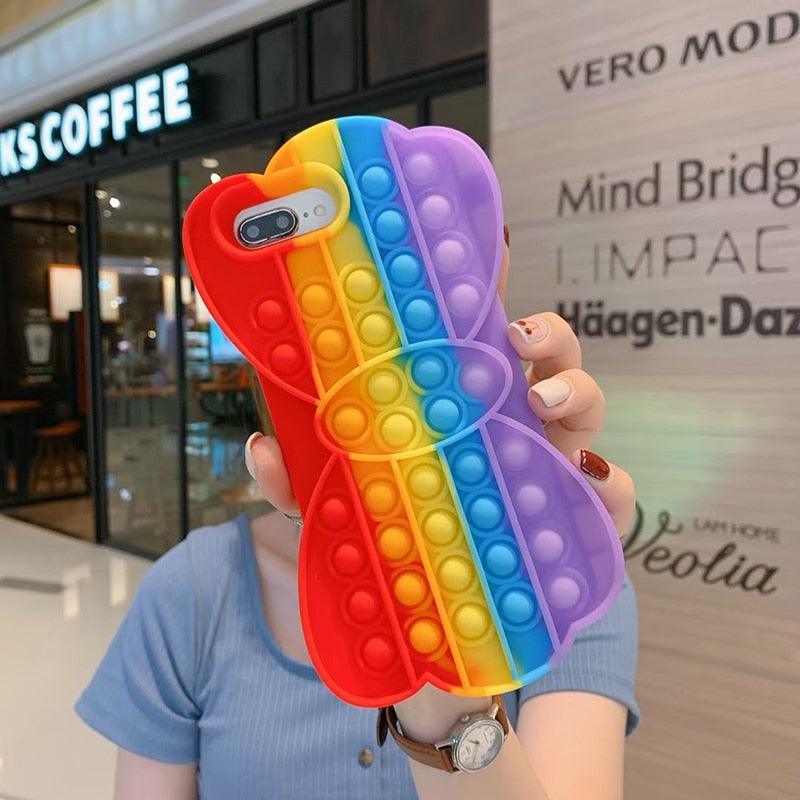 Fashion Rainbow Silicone Phone Case Reliver Stress Toys Bubble Cover - MyStoreLiving