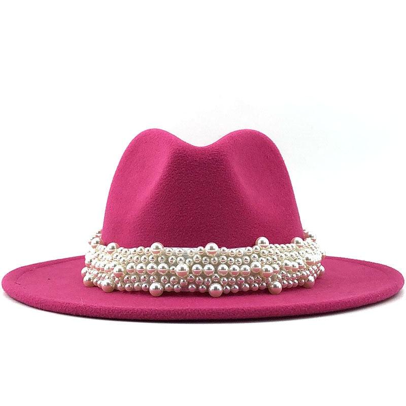 Casual Leather Pearl Ribbon Hat - MyStoreLiving