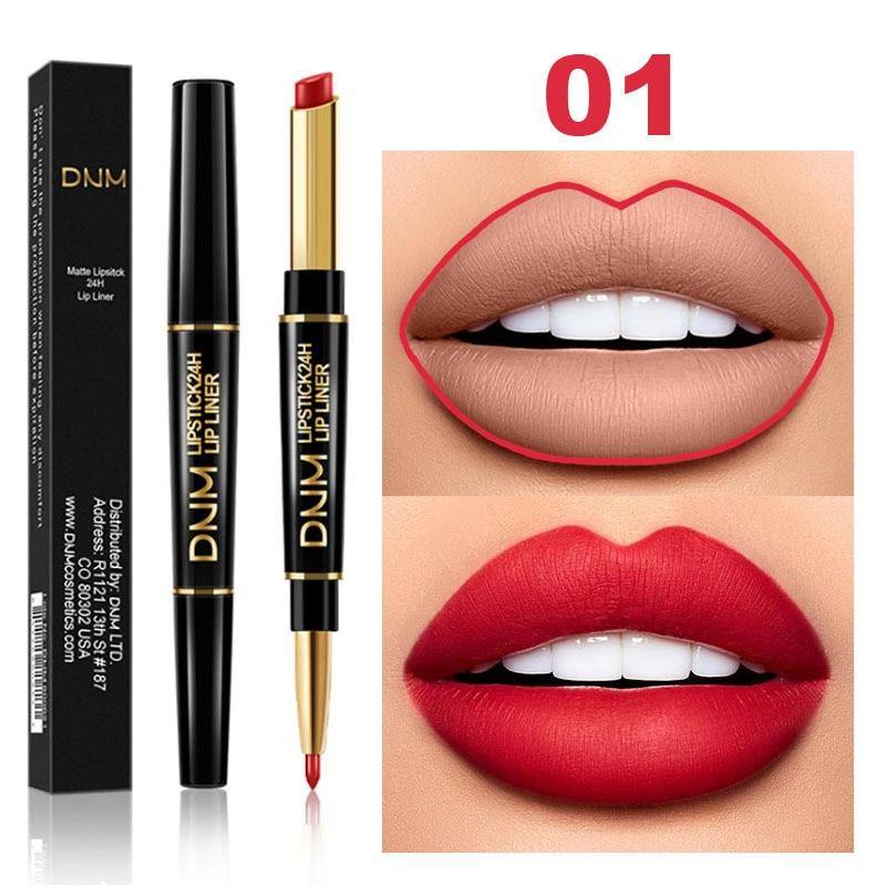 Matte Lipstick Wateproof Double Ended Long Lasting Lipstick Cosmetics Lips liner Pencil - MY STORE LIVING