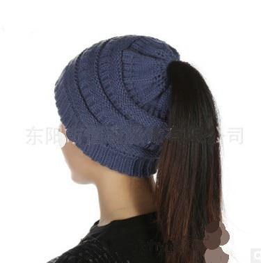 Horsetail hat Winter warm Branded Female cap hat For Women's foldable Knitted - MY STORE LIVING