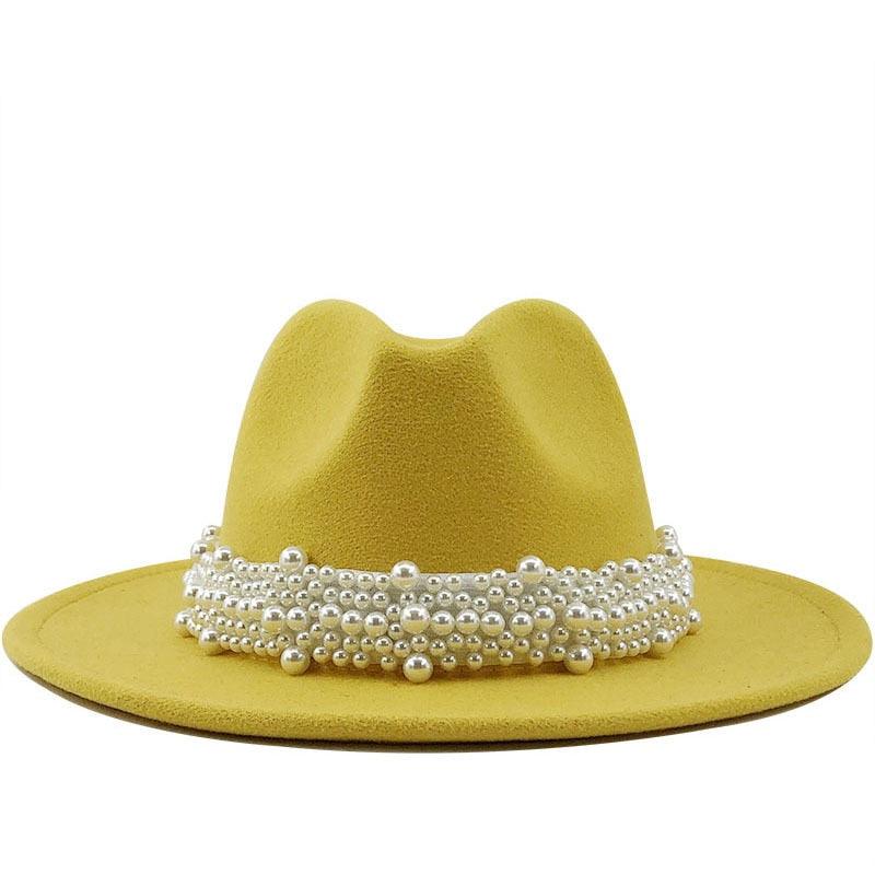 Casual Leather Pearl Ribbon Hat - MyStoreLiving