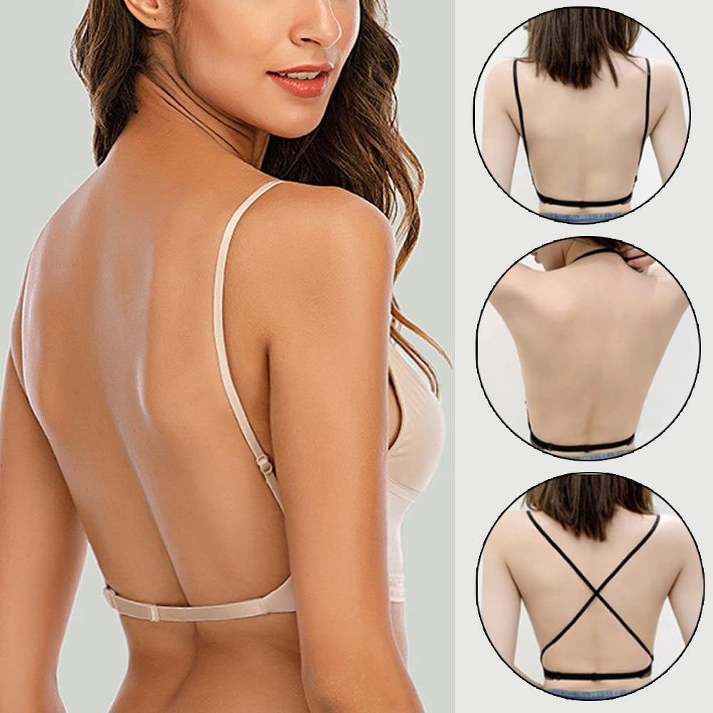 Sexy Backless Bra Lace Deep U Low Back Bralette Thin Cup Brassiere Halter Soft Seamless Elastic Underwear Tank Tops Encaje Mujer - MY STORE LIVING