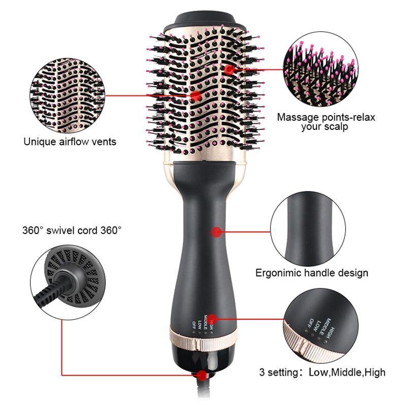 Professional One Step Hair Dryer Brush Multifunctional Hair Styling Tools Hair Straighter And Curler Blowout Dryer - MY STORE LIVING