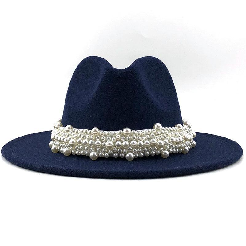 Casual Leather Pearl Ribbon Hat - MyStoreLiving