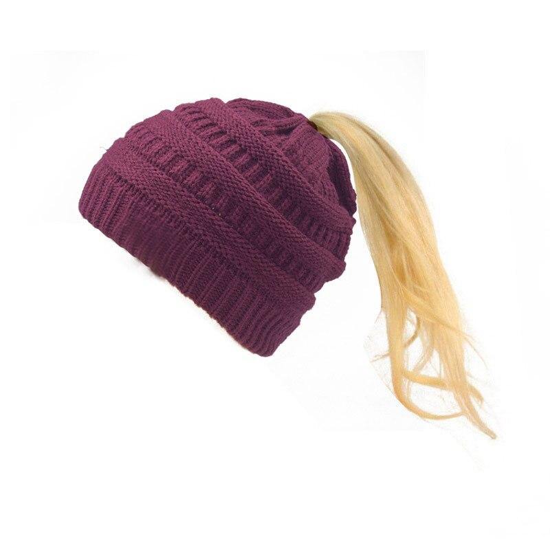 Horsetail hat Winter warm Branded Female cap hat For Women's foldable Knitted - MY STORE LIVING