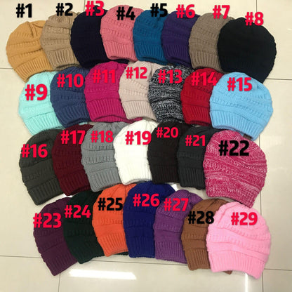 Horsetail hat Winter warm Branded Female cap hat For Women's foldable Knitted - MY STORE LIVING