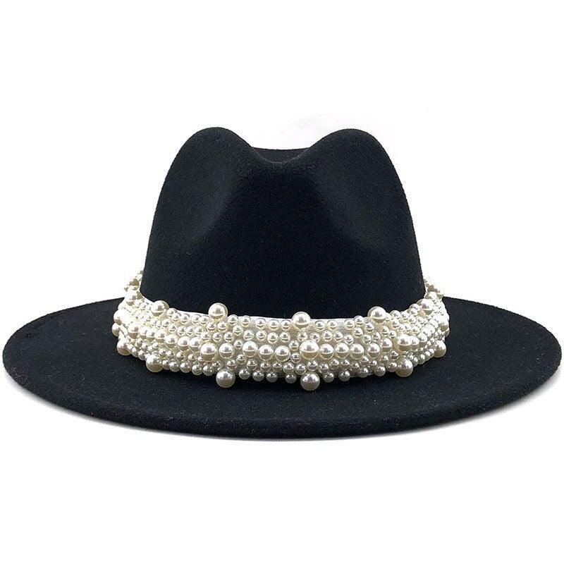 Casual Leather Pearl Ribbon Hat - MyStoreLiving