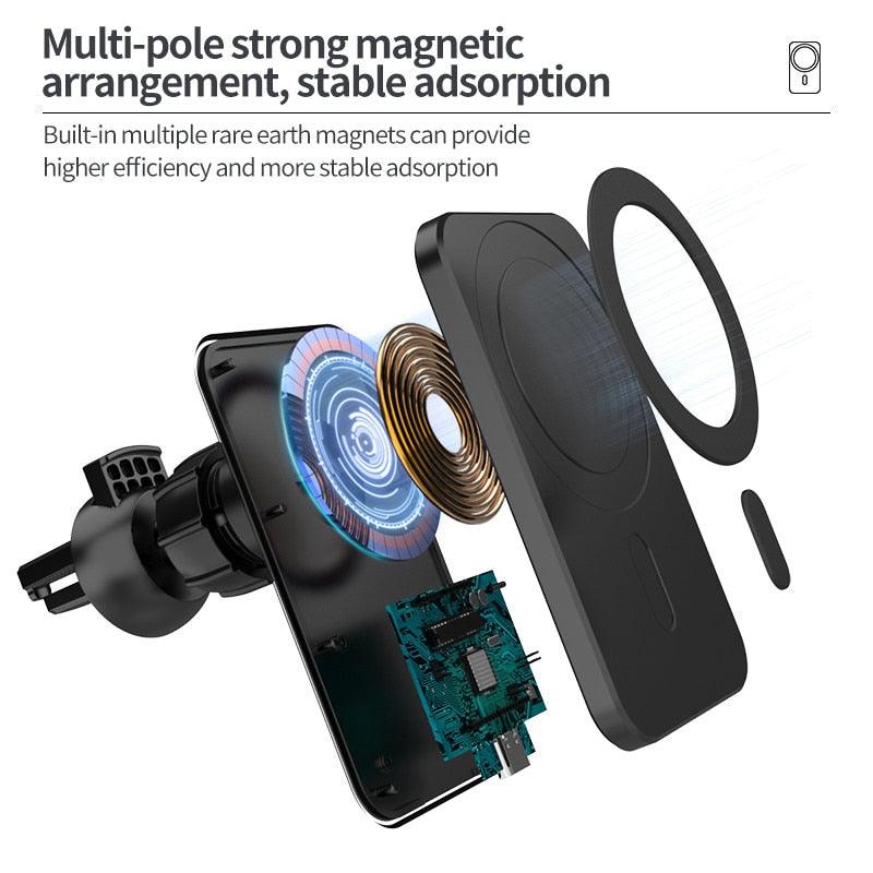 Magnetic Car Wireless Charger Phone Stand 15W - MyStoreLiving
