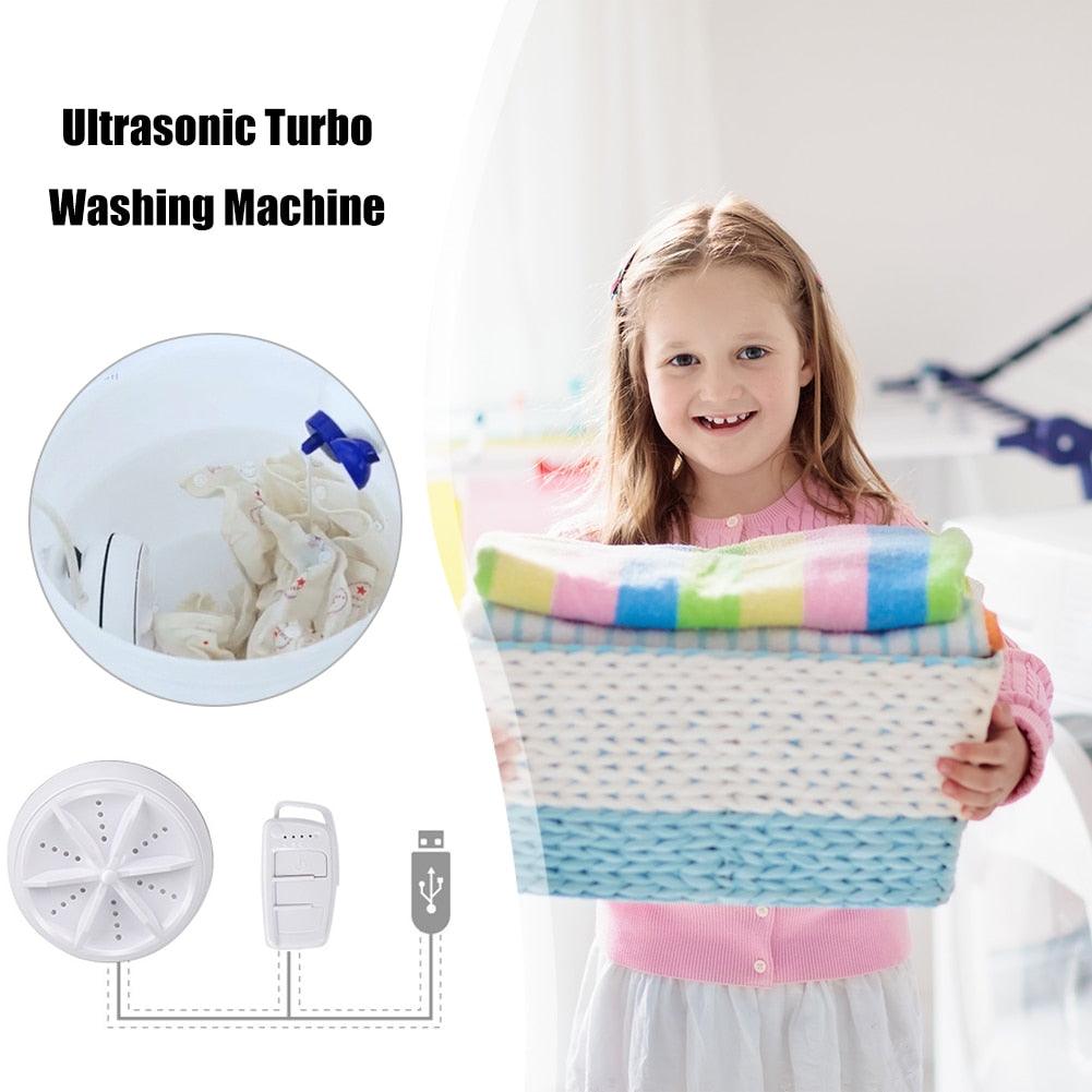 Ultrasonic Turbine Washing Machine Bucket Type Mini USB Mute Portable Laundry Clothes Washer Rotating Cleaner - MyStoreLiving