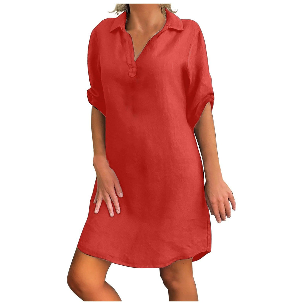 Women Cotton Shirt Dress - MyStoreLiving