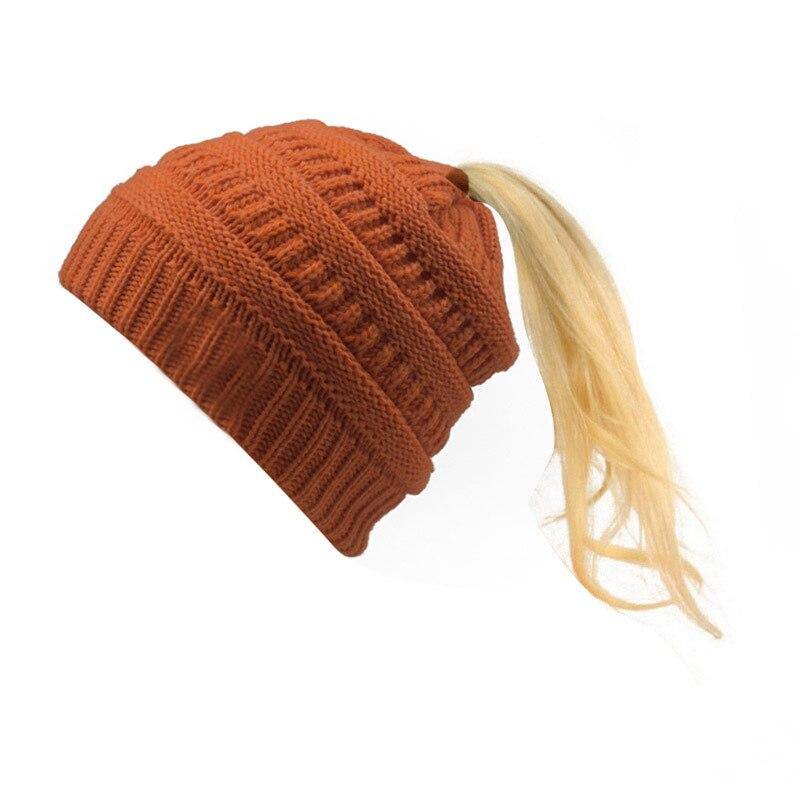 Horsetail hat Winter warm Branded Female cap hat For Women's foldable Knitted - MY STORE LIVING