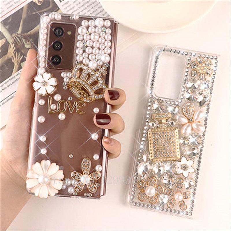 Flower Crown Perfume Bottle with Full Bling Crystal Diamond Phone Case - MyStoreLiving