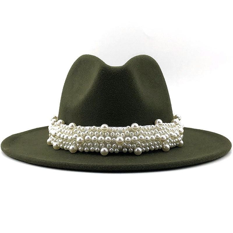 Casual Leather Pearl Ribbon Hat - MyStoreLiving