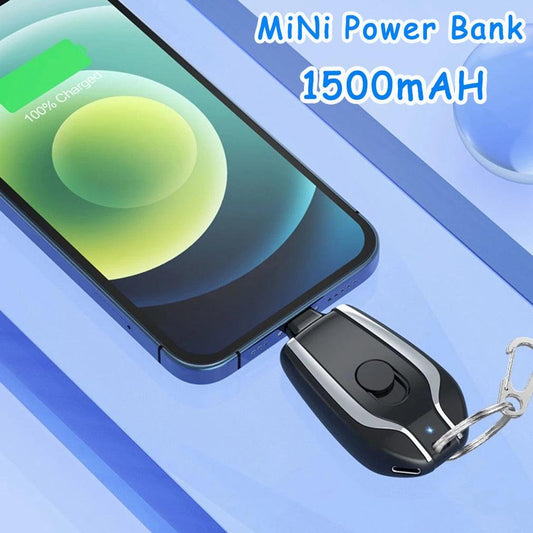 1500MAH Mini Keychains Power Bank Emergency Phone Charger Type-c Camping Outdoor - MyStoreLiving