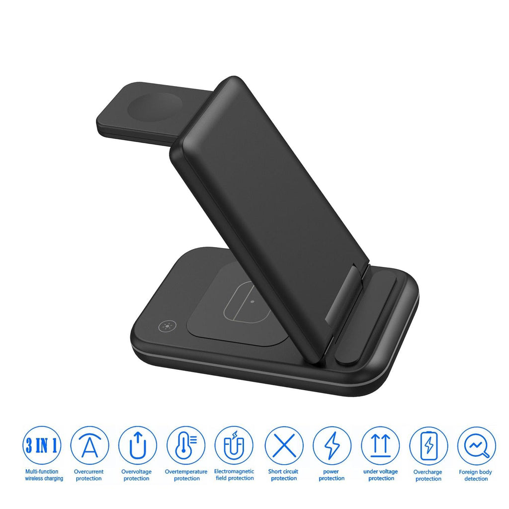 3 in 1 Foldable Wireless Charger, 15W Fast Charging Station Stand Power Adapter Included - MyStoreLiving