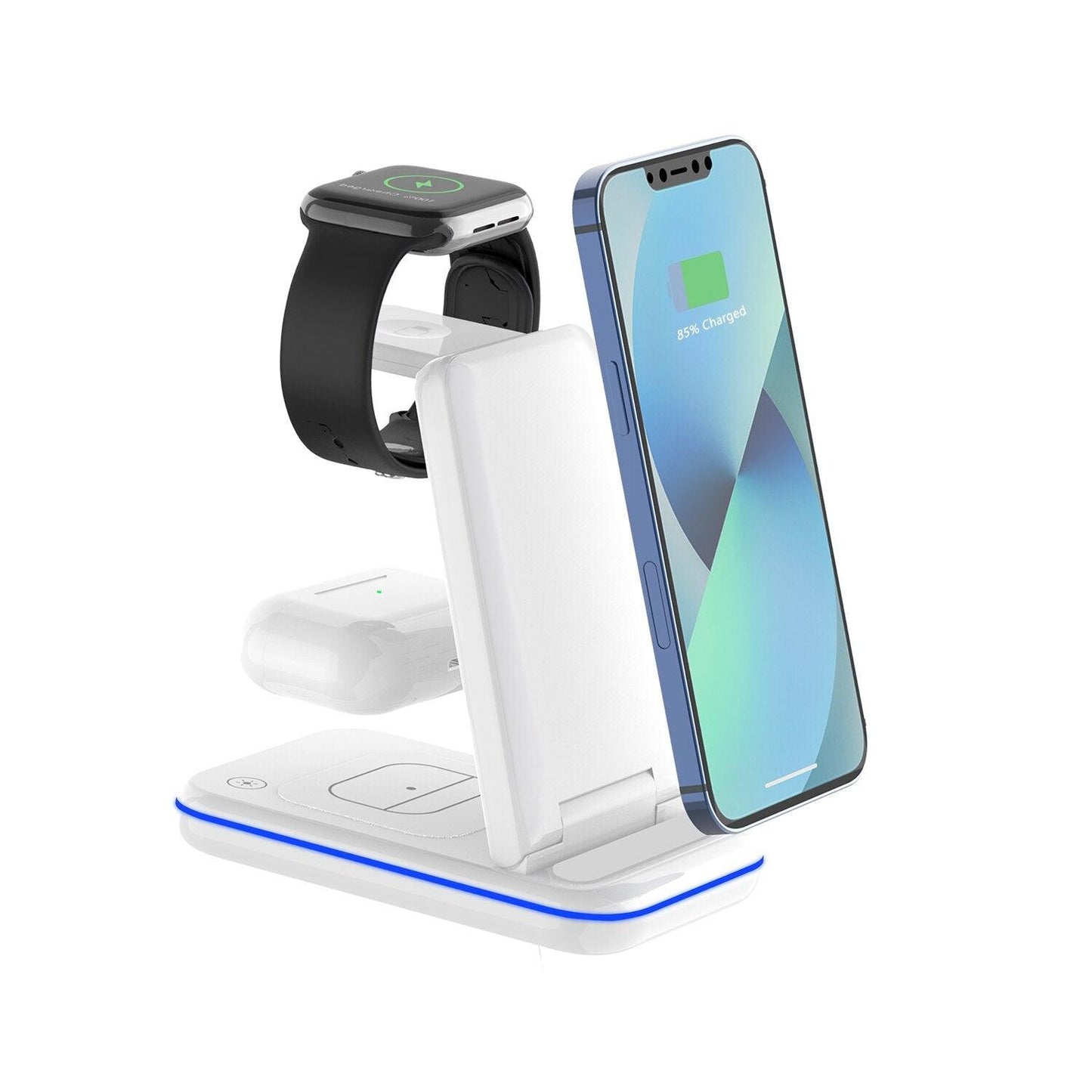 3 in 1 Foldable Wireless Charger, 15W Fast Charging Station Stand Power Adapter Included - MyStoreLiving