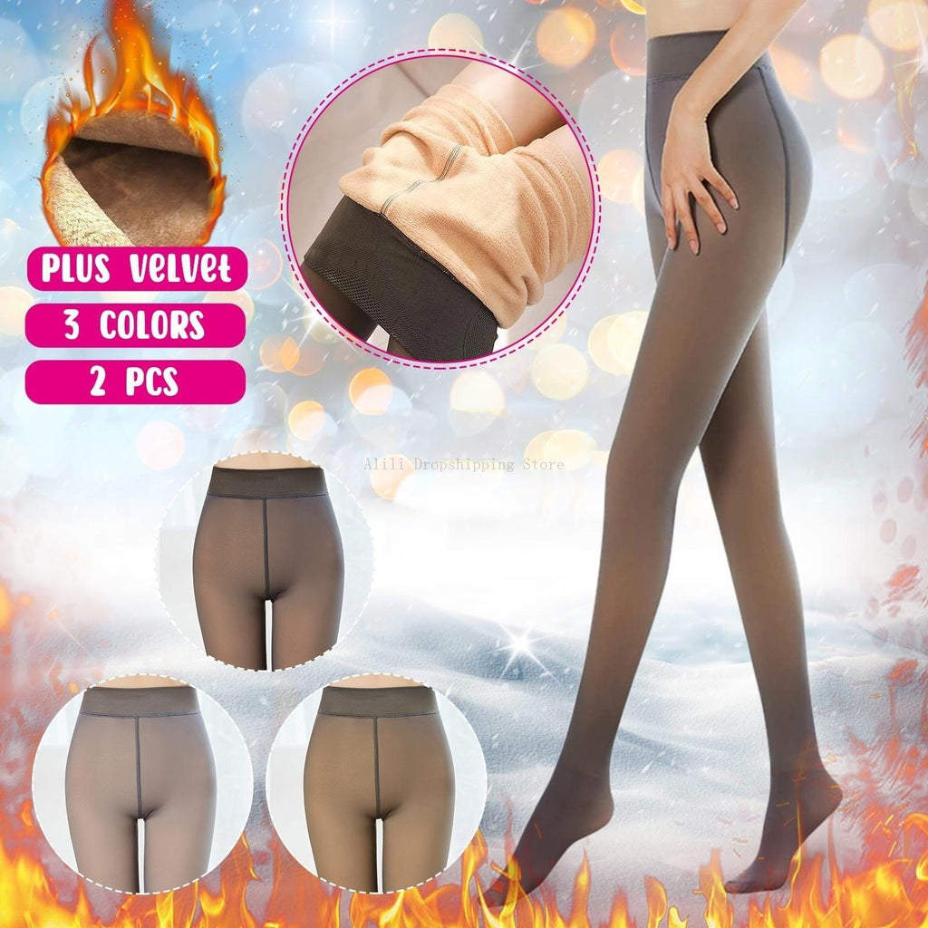 2Pcs Thermal Pantyhose Woman Winter Sock Pants Polar Fake Stocking - MyStoreLiving