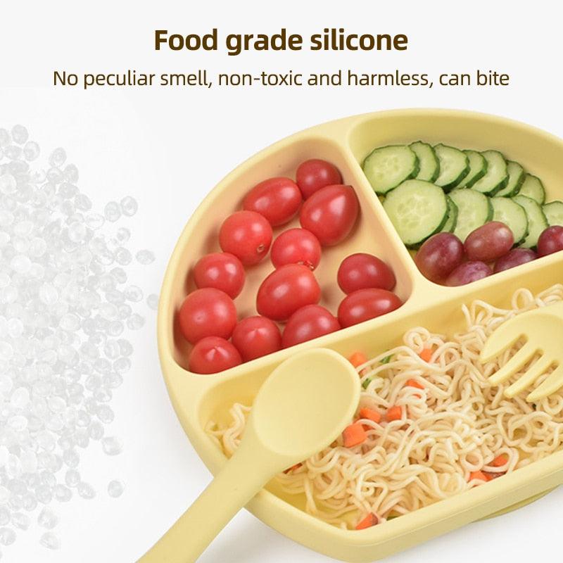 Cartoon Silicone Feeding Tableware Bib Set - MyStoreLiving