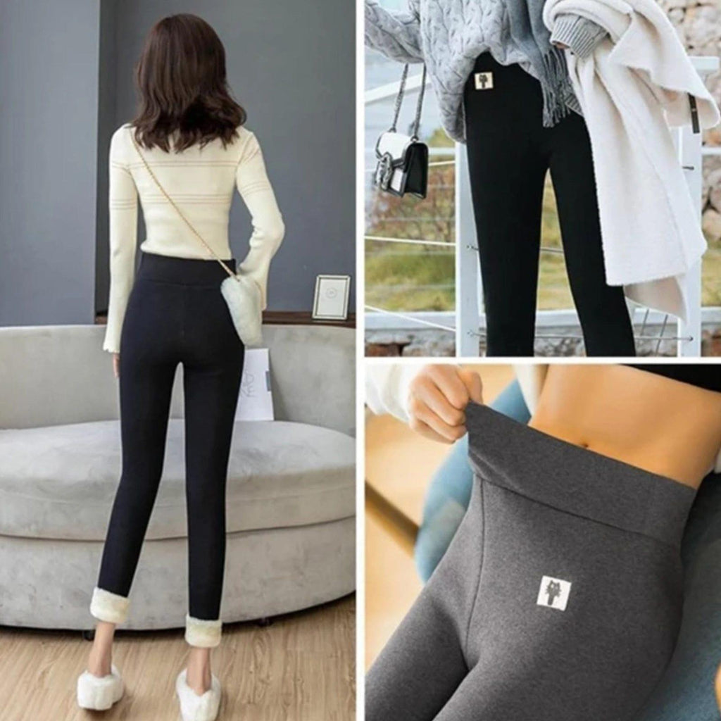 Comfortable High Stretch Slim Pencil Pant Hold Cozy Wool Leggings - MY STORE LIVING