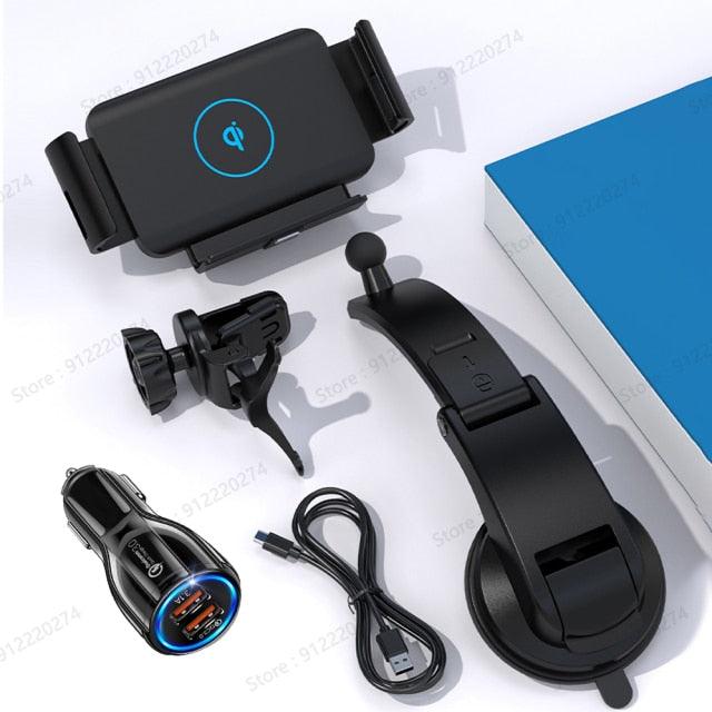 For Samsung Z Fold 2 3 Fold S21 Ultra S20 Note 20 10 HUAWEI Mate XS iPhone 12 Pro Max Fast Wireless Car Charger Stand Air outlet - MyStoreLiving