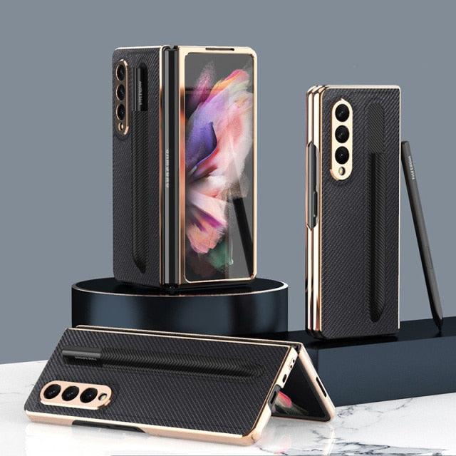 Anti-Fall Case For Samsung Galaxy Z Fold 3 Case Luxury Shockproof Cover With Pencil Bag - MyStoreLiving