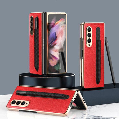 Anti-Fall Case For Samsung Galaxy Z Fold 3 Case Luxury Shockproof Cover With Pencil Bag - MyStoreLiving